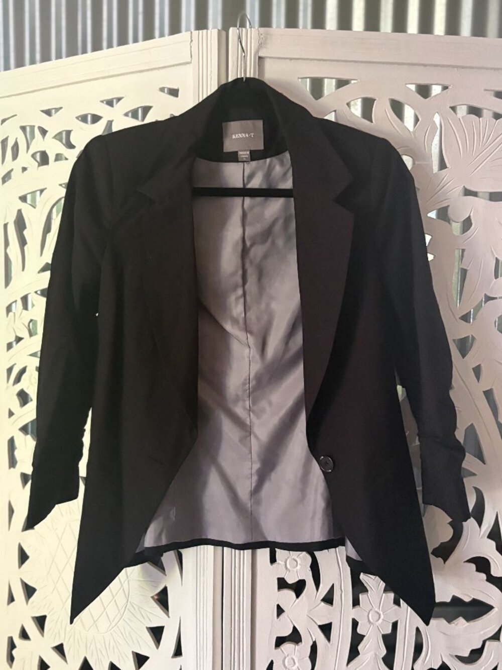 Kenna-T Black Tuxedo Tail One Button Blazer Size S